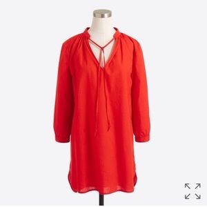 J. Crew Fiery Sunset Red Cotton Linen Tunic Top